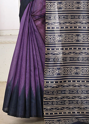 Purple Tussar Silk Saree With Blouse Piece