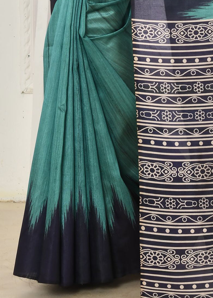 Firoza Tussar Silk Saree With Blouse Piece