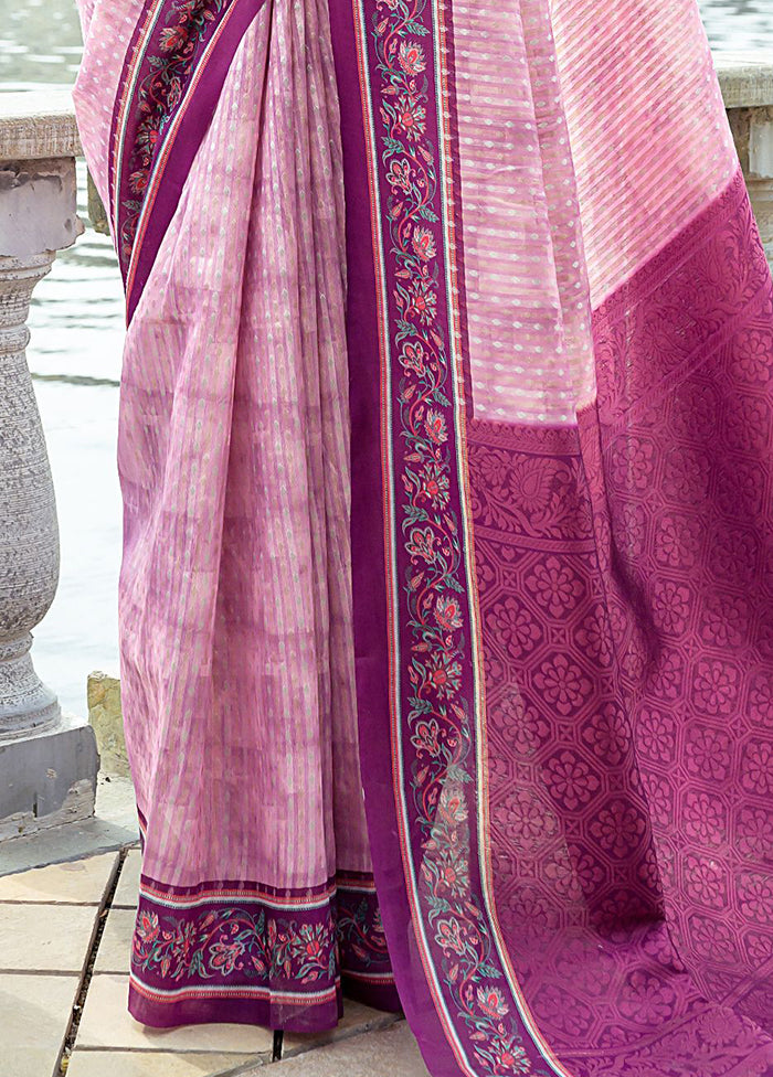 Pink Spun Silk Saree With Blouse Piece