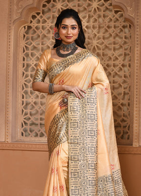 Cream Spun Silk Saree With Blouse Piece