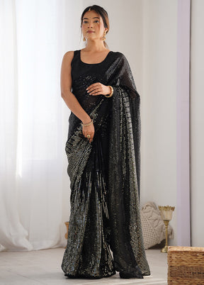 Black Georgette Saree With Blouse Piece