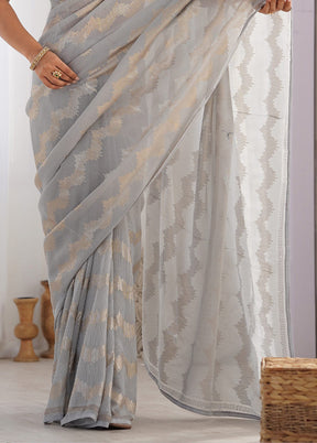 Grey Georgette Saree With Blouse Piece