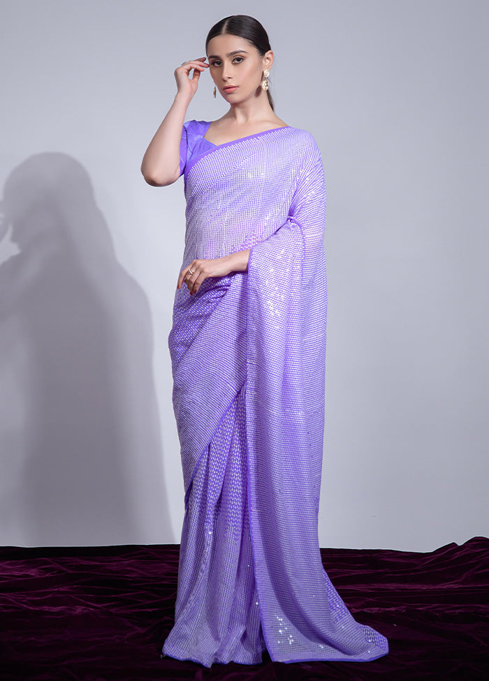 Violet Georgette Saree With Blouse Piece