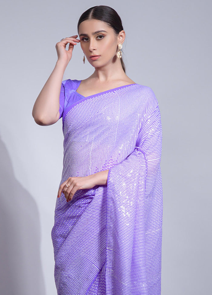 Violet Georgette Saree With Blouse Piece