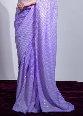 Violet Georgette Saree With Blouse Piece