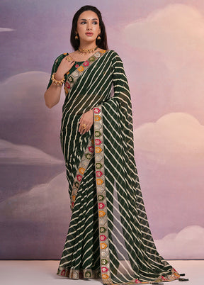 Green Georgette Saree With Blouse Piece