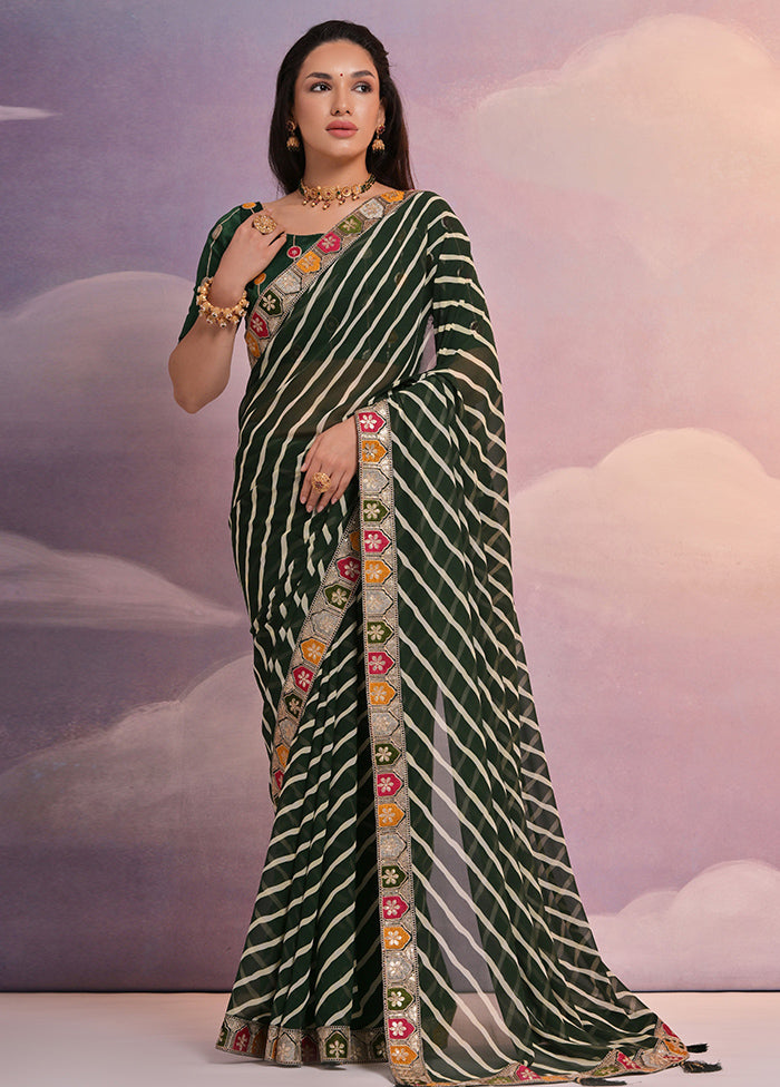 Green Georgette Saree With Blouse Piece - Indian Silk House Agencies