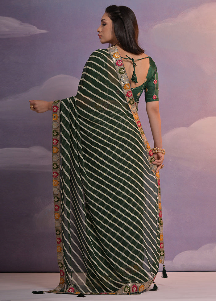 Green Georgette Saree With Blouse Piece