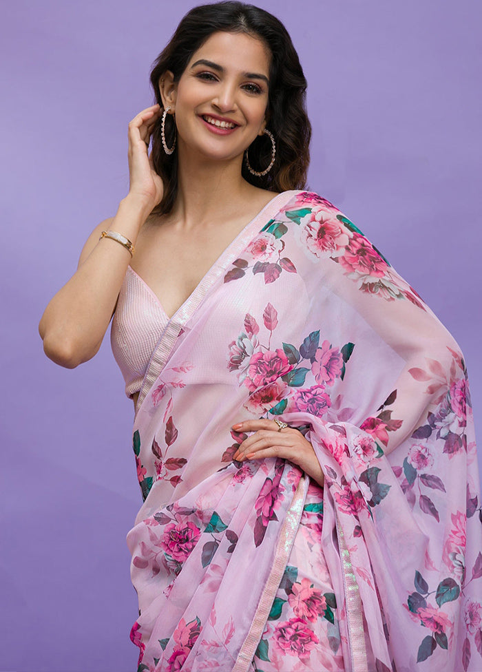 Pink Dupion Silk Saree With Blouse Piece - Indian Silk House Agencies