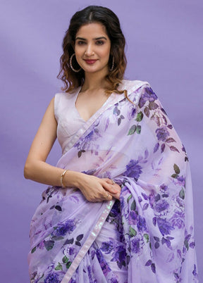 Purple Dupion Silk Saree With Blouse Piece - Indian Silk House Agencies