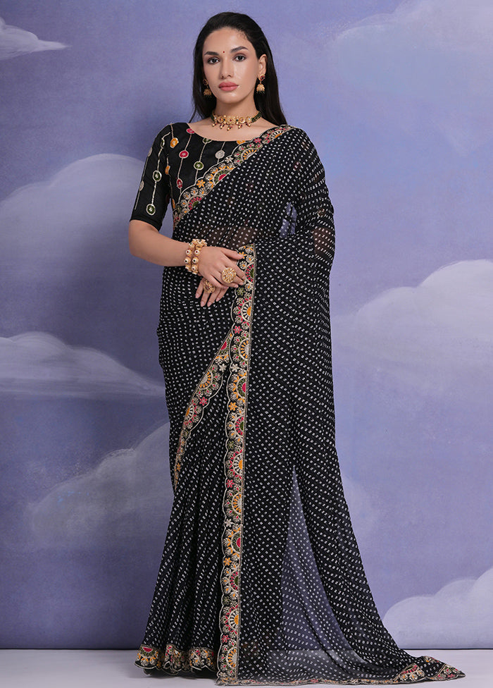 Black Georgette Saree With Blouse Piece