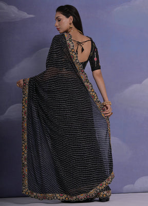 Black Georgette Saree With Blouse Piece