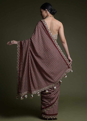 Wine Dupion Silk Saree With Blouse Piece - Indian Silk House Agencies