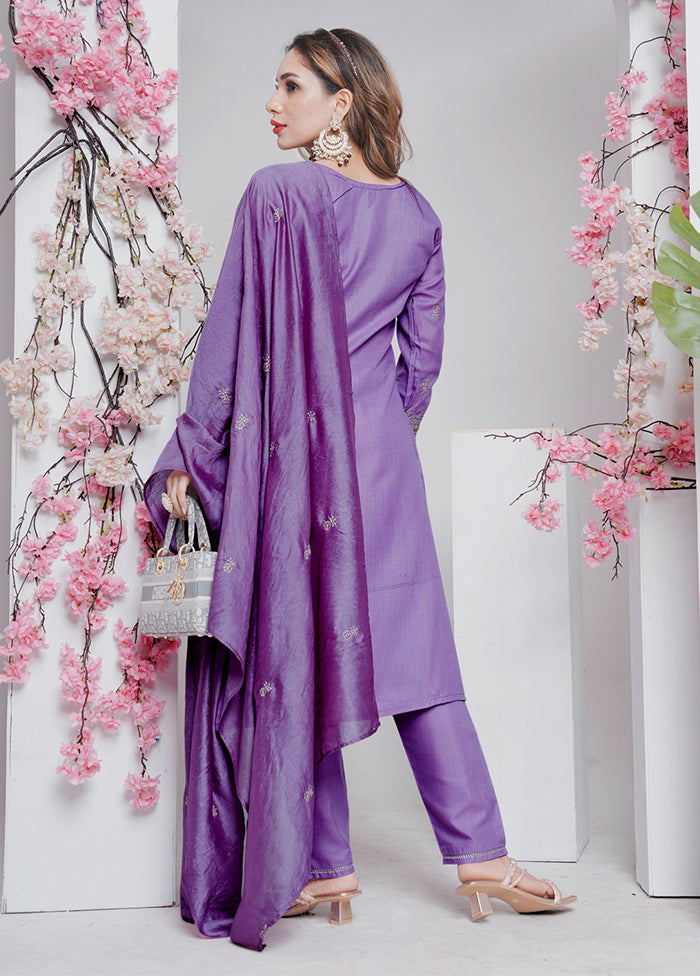 3 Pc Lavender Silk Suit Set