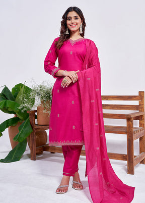 3 Pc Pink Silk Suit Set
