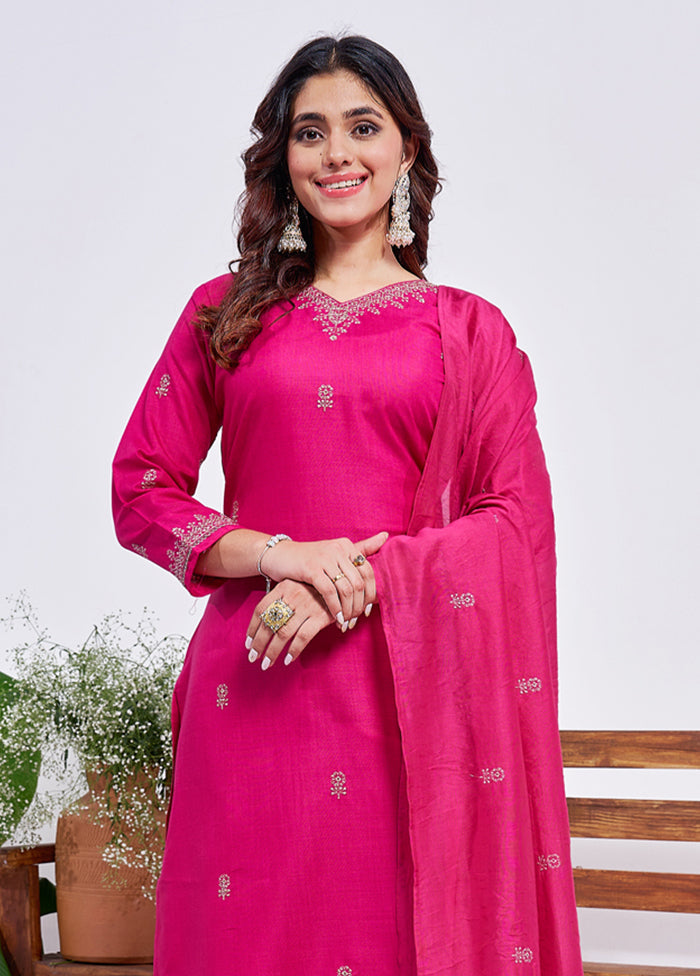 3 Pc Pink Silk Suit Set