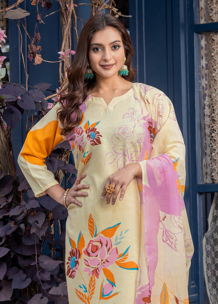 3 Pc Cream Cotton Suit Set