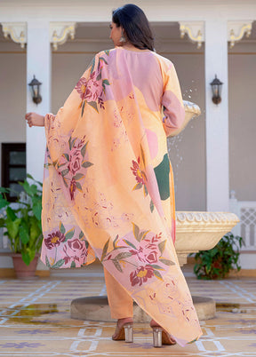 3 Pc Orange Cotton Suit Set
