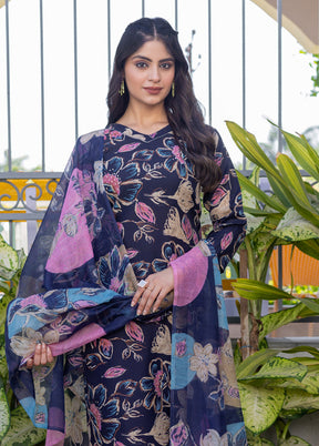 3 Pc Blue Cotton Suit Set