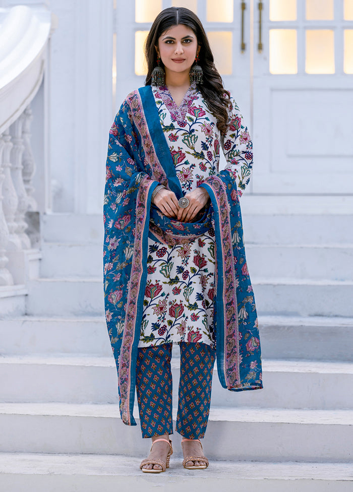 3 Pc White Silk Suit Set