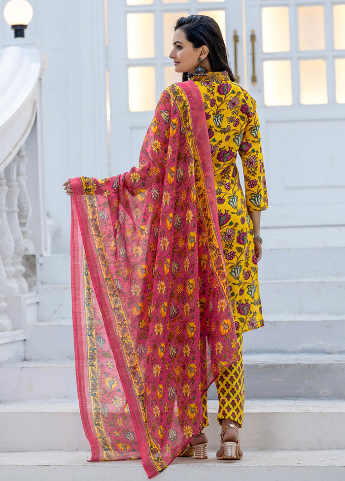 3 Pc Yellow Silk Suit Set