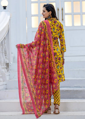 3 Pc Yellow Silk Suit Set