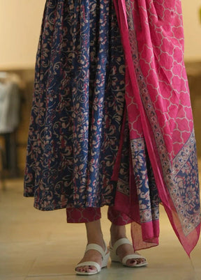3 Pc Blue Silk Suit Set