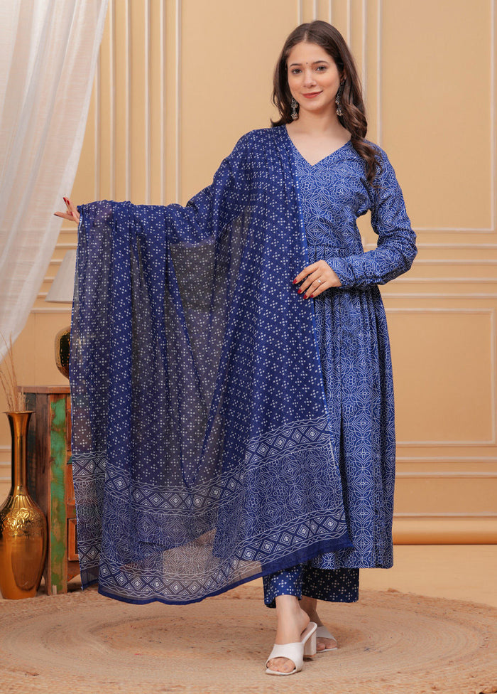 3 Pc Blue Silk Suit Set