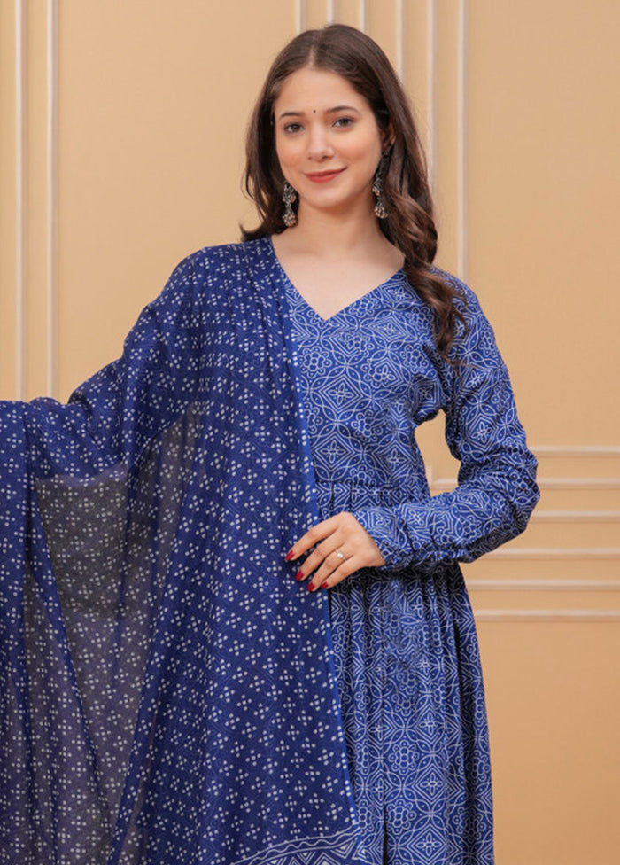 3 Pc Blue Silk Suit Set