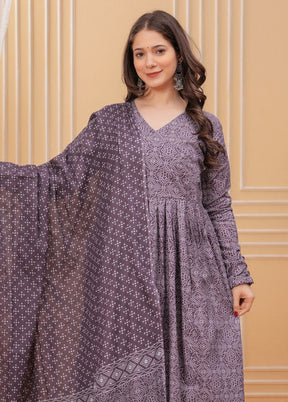 3 Pc Wine Silk Suit Set
