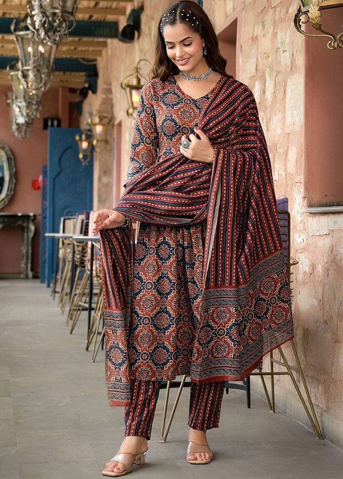 3 Pc Maroon Silk Suit Set