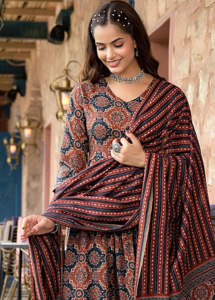 3 Pc Maroon Silk Suit Set