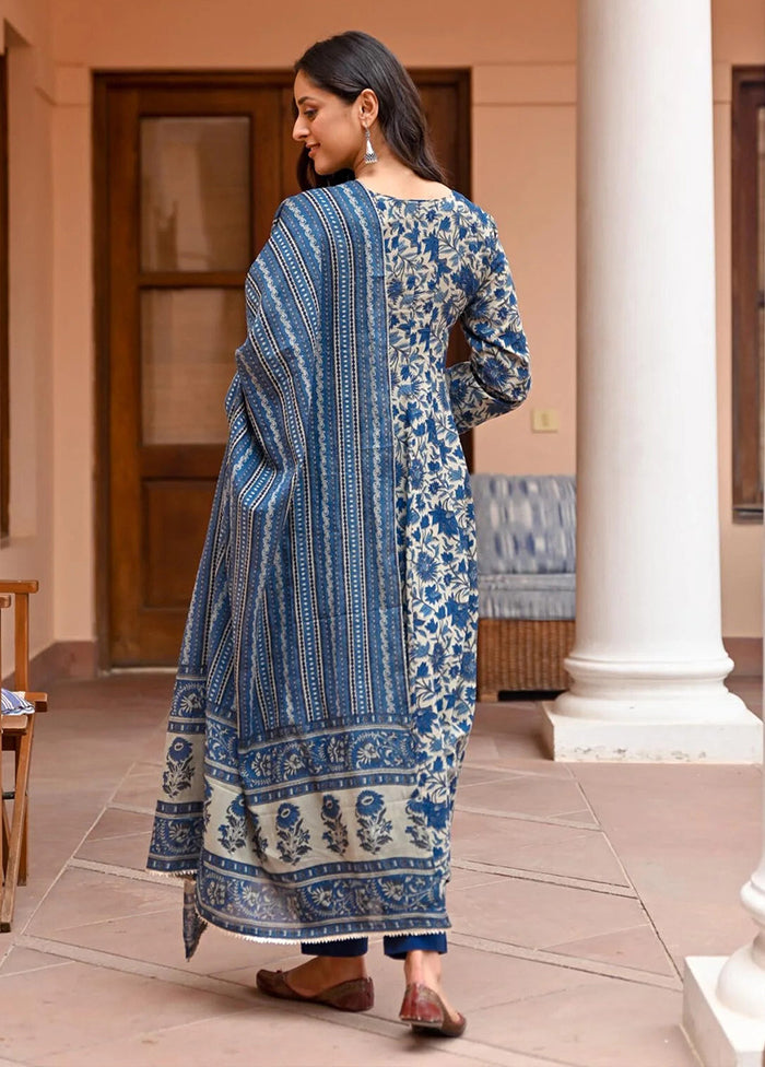 3 Pc Blue Silk Suit Set