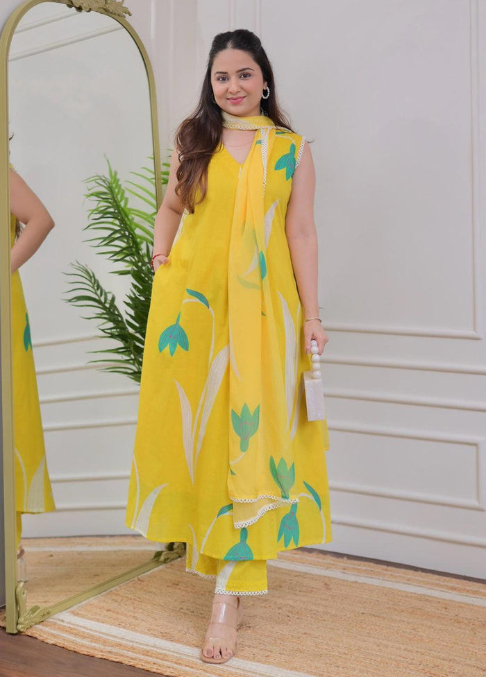 3 Pc Yellow Silk Suit Set