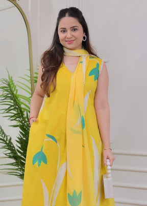 3 Pc Yellow Silk Suit Set