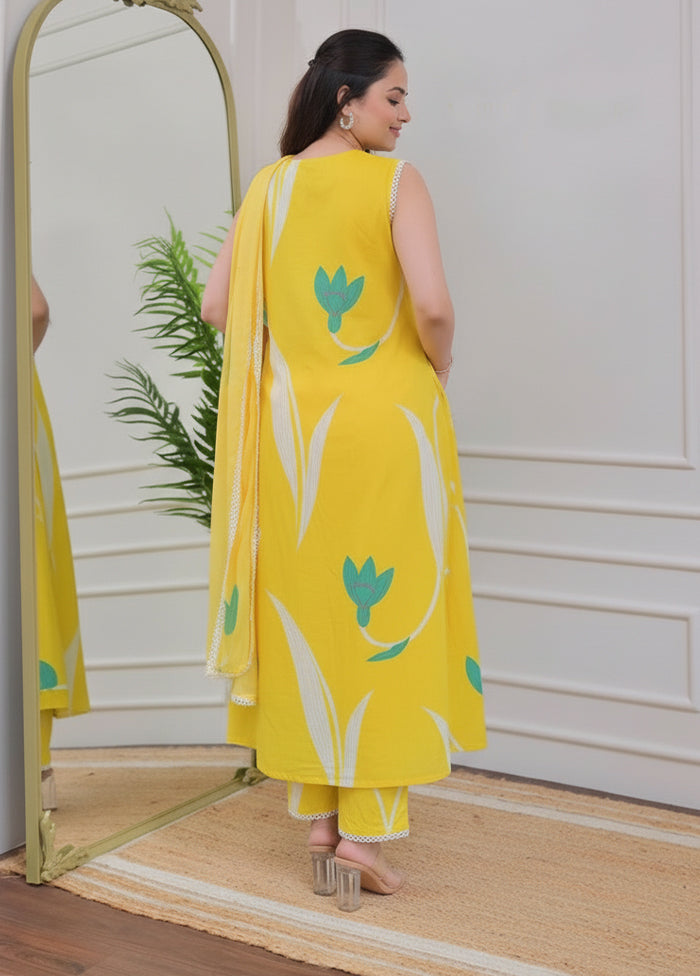 3 Pc Yellow Silk Suit Set