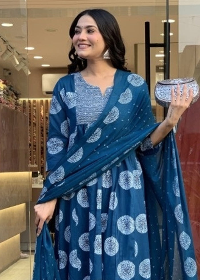 3 Pc Blue Silk Suit Set