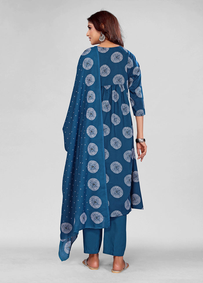 3 Pc Blue Silk Suit Set
