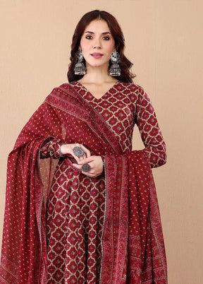 3 Pc Maroon Silk Suit Set