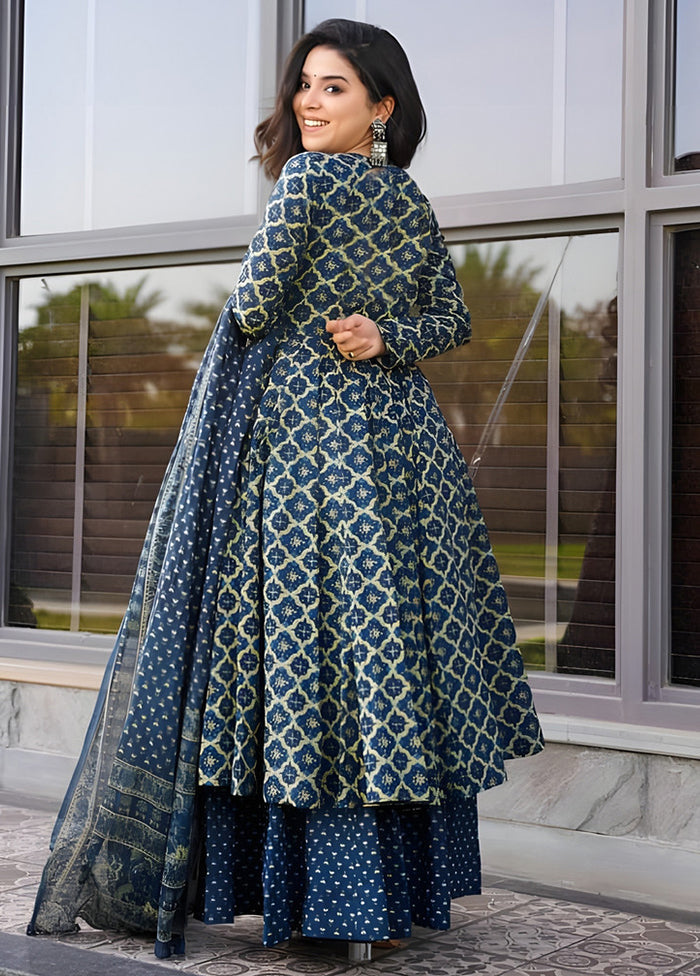 3 Pc Blue Silk Suit Set
