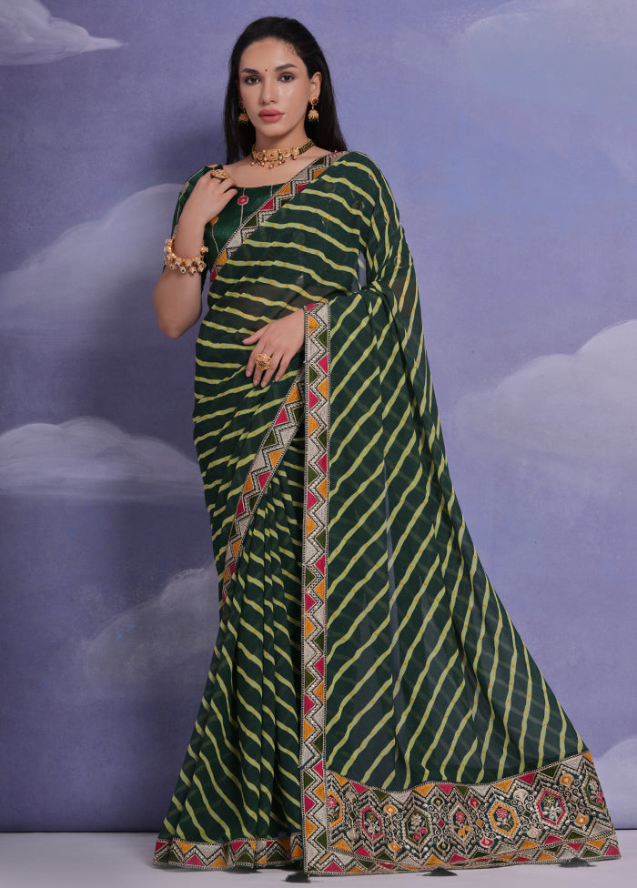 Green Georgette Saree With Blouse Piece - Indian Silk House Agencies