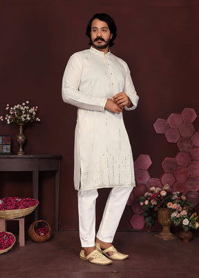 White Silk Kurta & Pajama Set