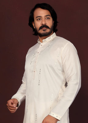 White Silk Kurta & Pajama Set