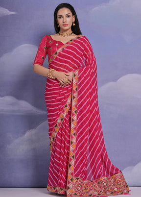 Pink Georgette Saree With Blouse Piece