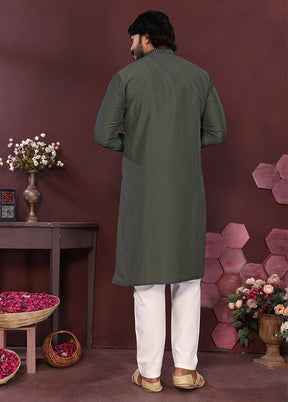 Green Silk Kurta & Pajama Set