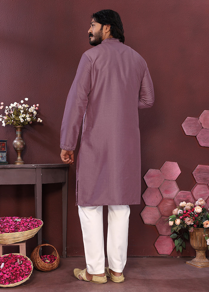 Purple Silk Kurta & Pajama Set