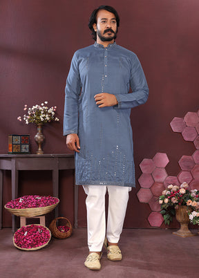 Blue Silk Kurta & Pajama Set