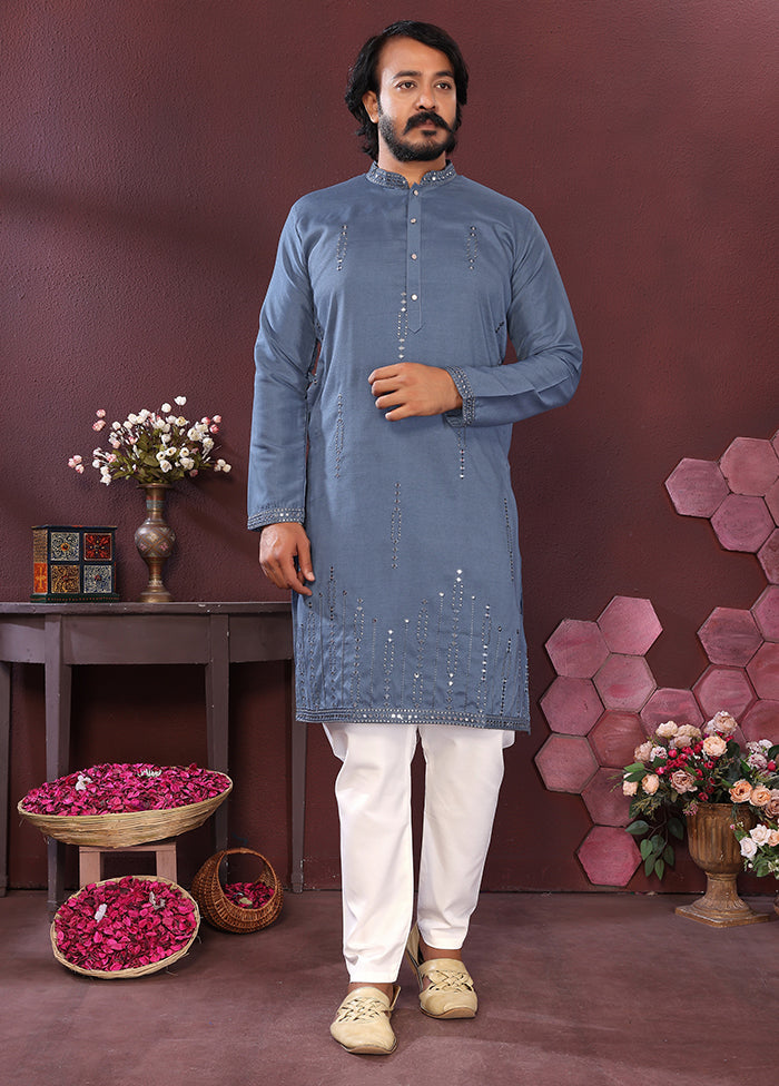 Blue Silk Kurta & Pajama Set