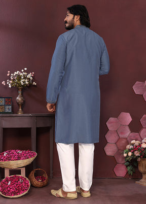 Blue Silk Kurta & Pajama Set