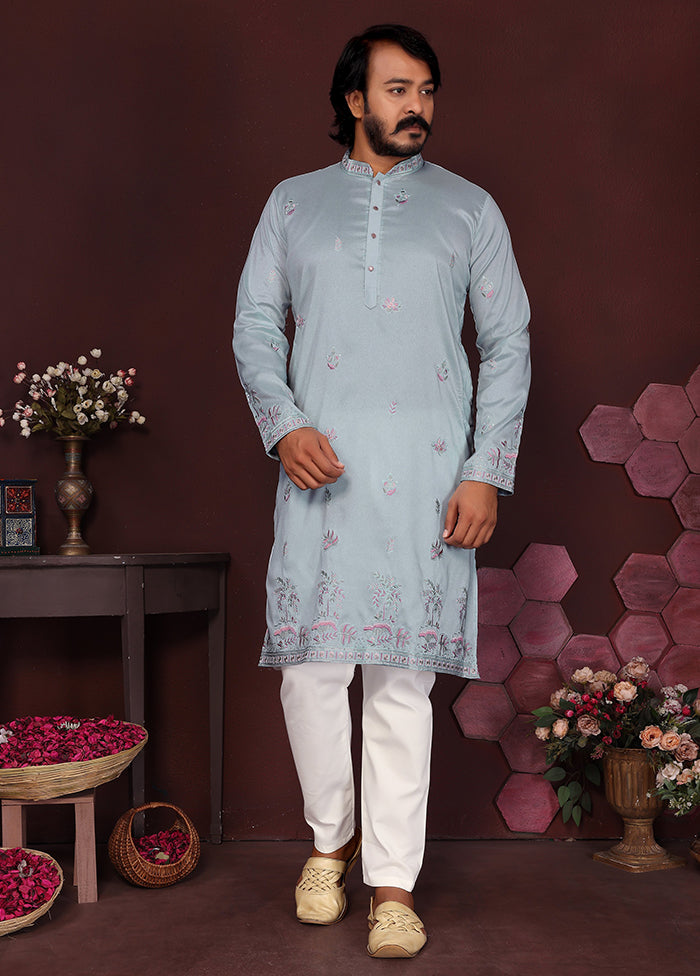 Blue Silk Kurta & Pajama Set